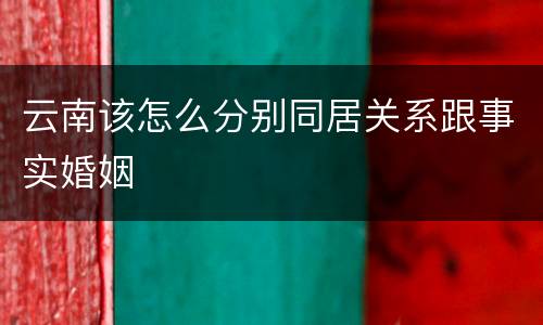 云南该怎么分别同居关系跟事实婚姻