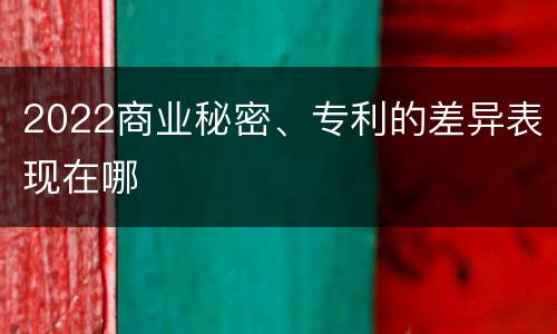 2022商业秘密、专利的差异表现在哪
