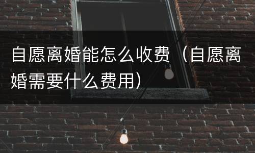 自愿离婚能怎么收费（自愿离婚需要什么费用）