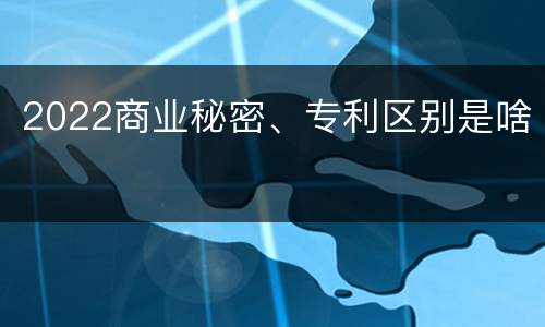 2022商业秘密、专利区别是啥