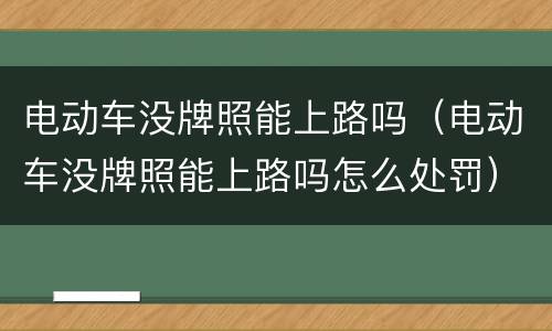 电动车没牌照能上路吗（电动车没牌照能上路吗怎么处罚）