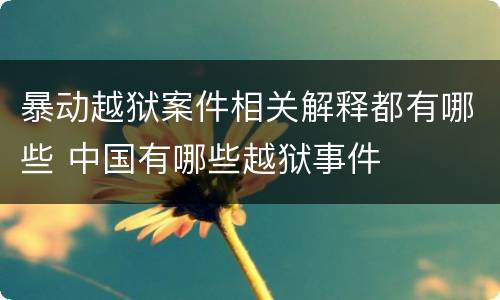 暴动越狱案件相关解释都有哪些 中国有哪些越狱事件