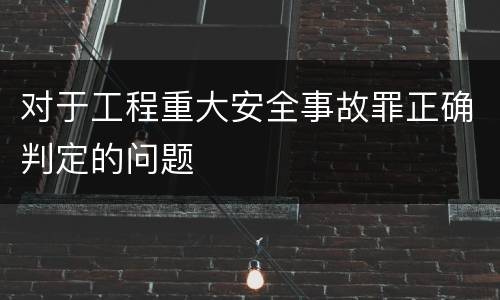 对于工程重大安全事故罪正确判定的问题