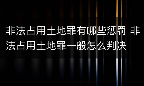 非法占用土地罪有哪些惩罚 非法占用土地罪一般怎么判决
