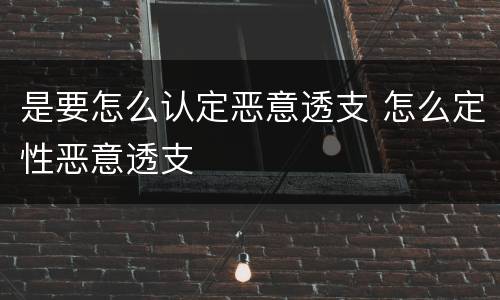 是要怎么认定恶意透支 怎么定性恶意透支