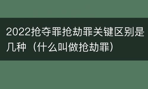 2022抢夺罪抢劫罪关键区别是几种（什么叫做抢劫罪）