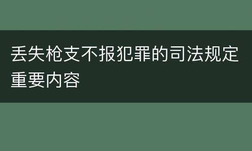 丢失枪支不报犯罪的司法规定重要内容