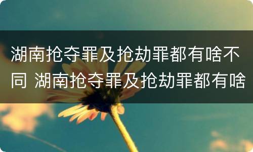 湖南抢夺罪及抢劫罪都有啥不同 湖南抢夺罪及抢劫罪都有啥不同之处