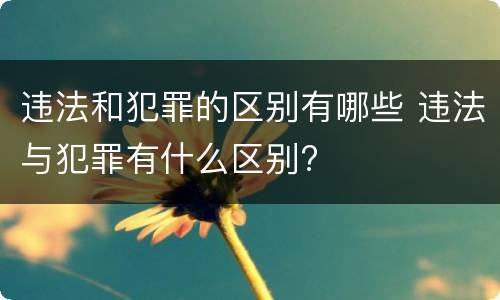 违法和犯罪的区别有哪些 违法与犯罪有什么区别?