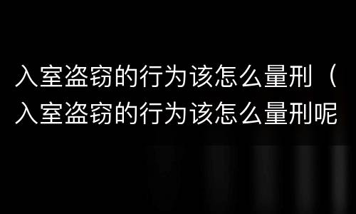 入室盗窃的行为该怎么量刑（入室盗窃的行为该怎么量刑呢）