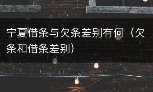 宁夏借条与欠条差别有何（欠条和借条差别）