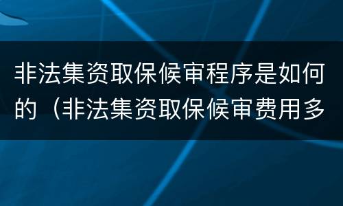非法集资取保候审程序是如何的（非法集资取保候审费用多少钱）
