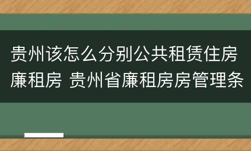 贵州该怎么分别公共租赁住房廉租房 贵州省廉租房房管理条例