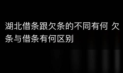 湖北借条跟欠条的不同有何 欠条与借条有何区别