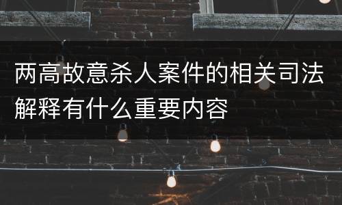 两高故意杀人案件的相关司法解释有什么重要内容