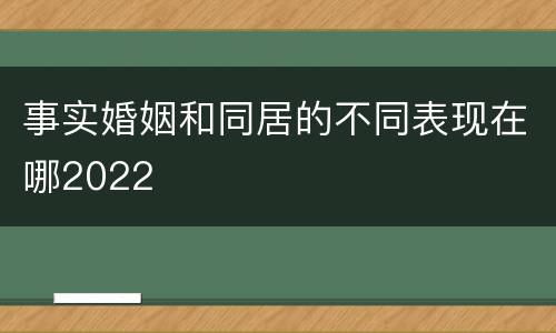 事实婚姻和同居的不同表现在哪2022