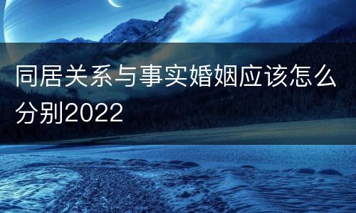 同居关系与事实婚姻应该怎么分别2022