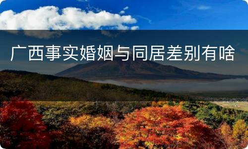 广西事实婚姻与同居差别有啥