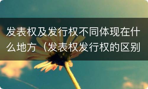 发表权及发行权不同体现在什么地方（发表权发行权的区别）