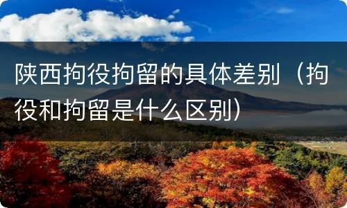 陕西拘役拘留的具体差别（拘役和拘留是什么区别）