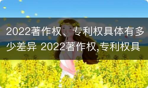 2022著作权、专利权具体有多少差异 2022著作权,专利权具体有多少差异呢