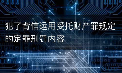 犯了背信运用受托财产罪规定的定罪刑罚内容