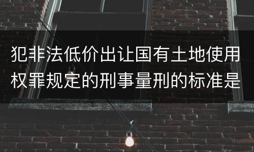 犯非法低价出让国有土地使用权罪规定的刑事量刑的标准是什么样的