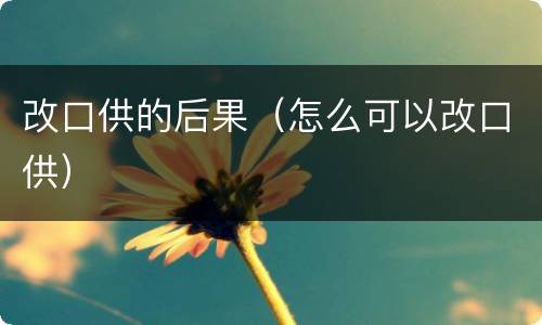 改口供的后果（怎么可以改口供）
