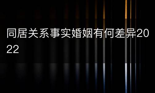 同居关系事实婚姻有何差异2022