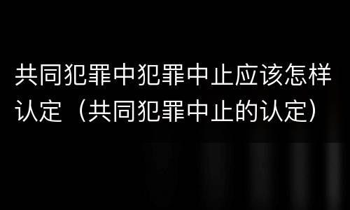 共同犯罪中犯罪中止应该怎样认定（共同犯罪中止的认定）