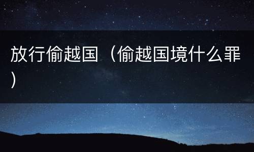 放行偷越国（偷越国境什么罪）