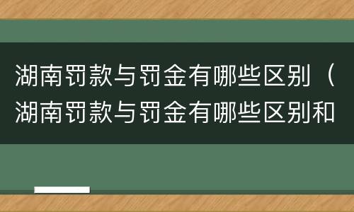 湖南罚款与罚金有哪些区别（湖南罚款与罚金有哪些区别和联系）