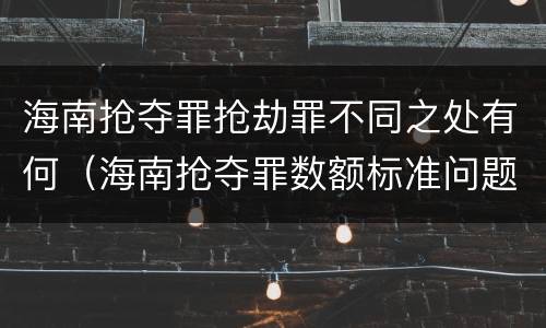 海南抢夺罪抢劫罪不同之处有何（海南抢夺罪数额标准问题的规定）
