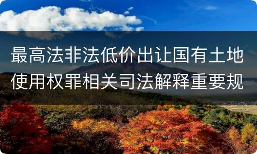 最高法非法低价出让国有土地使用权罪相关司法解释重要规定都有哪些