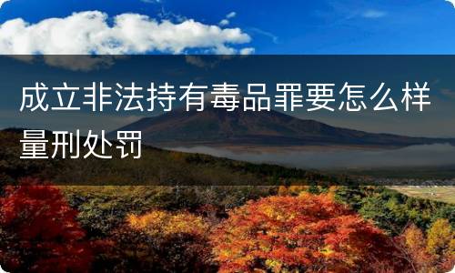 成立非法持有毒品罪要怎么样量刑处罚