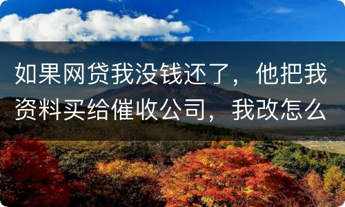 如果网贷我没钱还了，他把我资料买给催收公司，我改怎么做