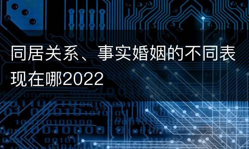 同居关系、事实婚姻的不同表现在哪2022