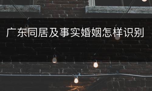 广东同居及事实婚姻怎样识别