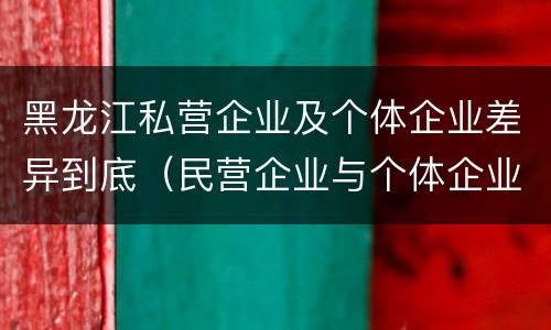 黑龙江私营企业及个体企业差异到底（民营企业与个体企业的区别）