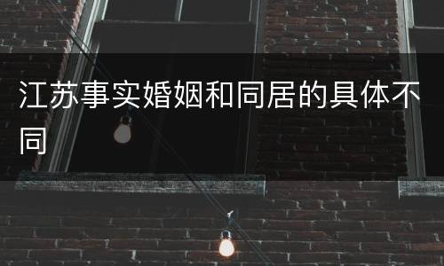 江苏事实婚姻和同居的具体不同