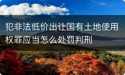 犯非法低价出让国有土地使用权罪应当怎么处罚判刑