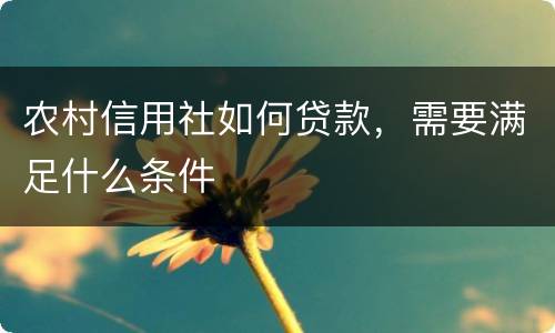 农村信用社如何贷款，需要满足什么条件