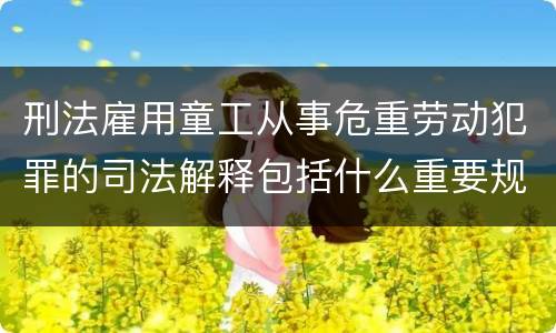 刑法雇用童工从事危重劳动犯罪的司法解释包括什么重要规定