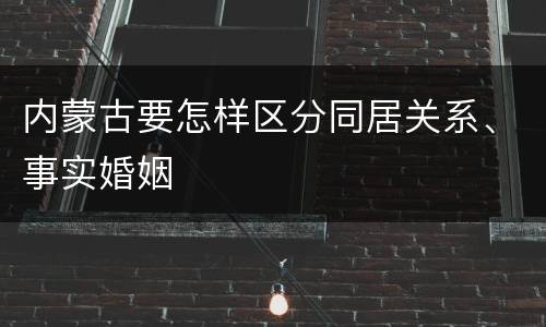 内蒙古要怎样区分同居关系、事实婚姻