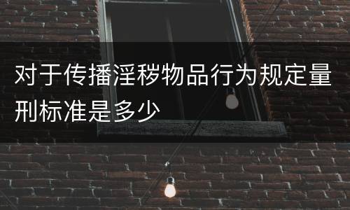 对于传播淫秽物品行为规定量刑标准是多少