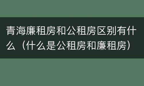 青海廉租房和公租房区别有什么（什么是公租房和廉租房）