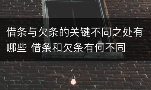 借条与欠条的关键不同之处有哪些 借条和欠条有何不同