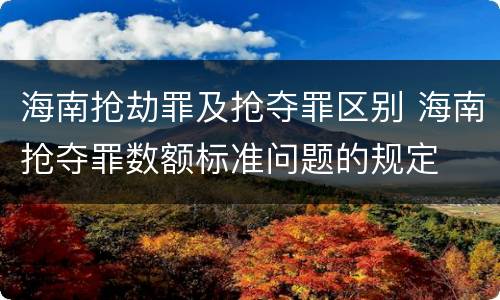 海南抢劫罪及抢夺罪区别 海南抢夺罪数额标准问题的规定