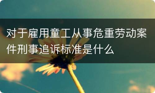 对于雇用童工从事危重劳动案件刑事追诉标准是什么