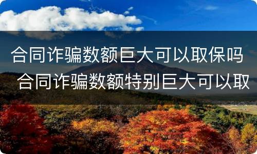 合同诈骗数额巨大可以取保吗 合同诈骗数额特别巨大可以取保候审吗?